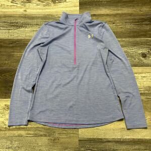 womens light blue/ purple fitted heatgear half zip pullover long sleeve womens M